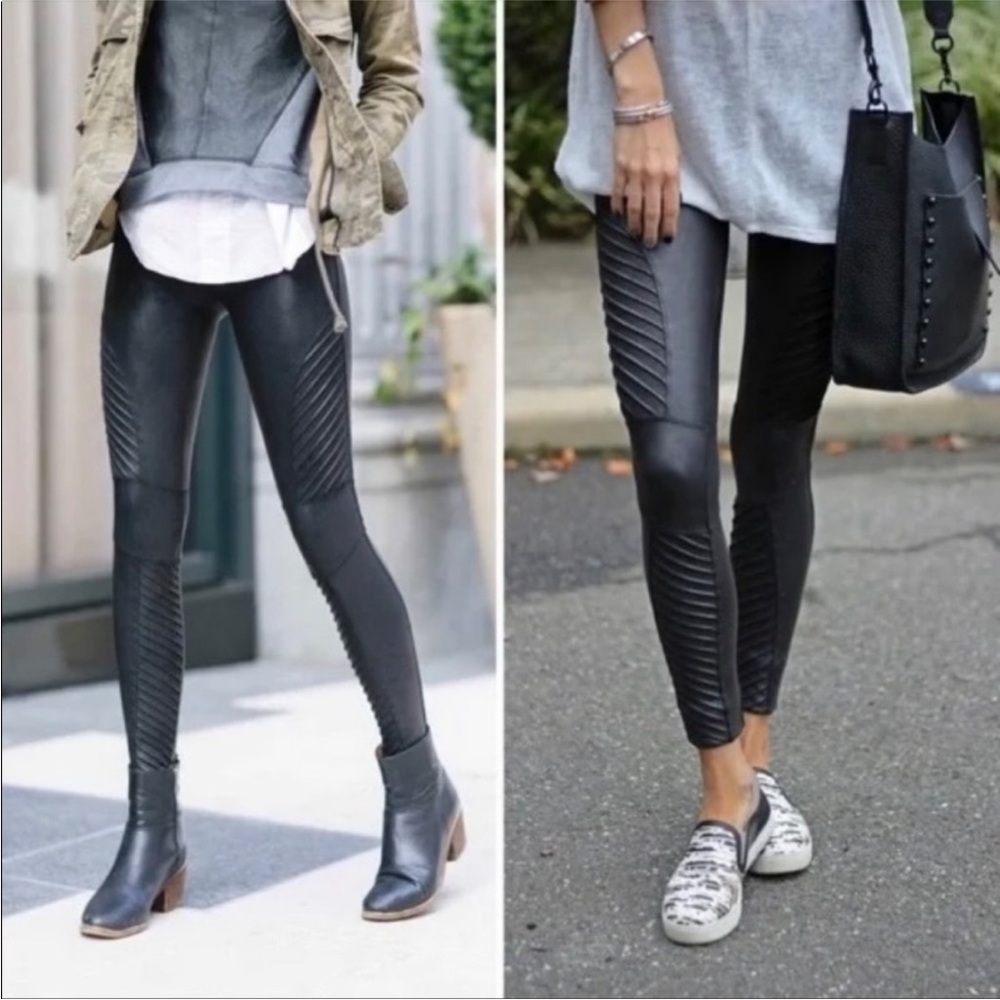 Spanx Faux Leather Moto Leggings Sz M